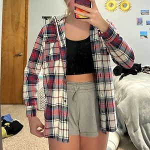 Red White and blue flannel top forever 21